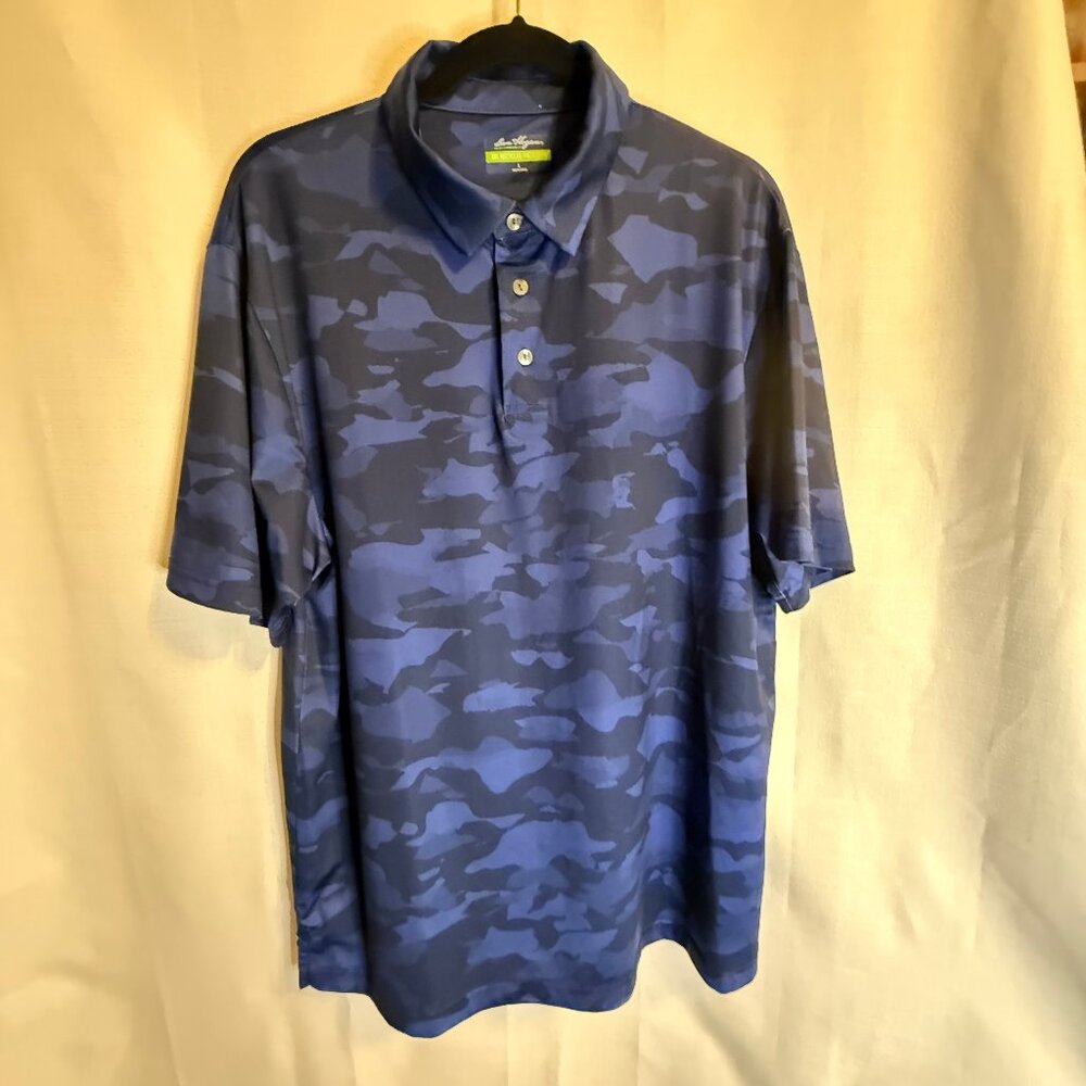 Ben Hogan Performance Polo Shirt/ Mens Large/ Blue & Black Camo Pattern/Golf Tee